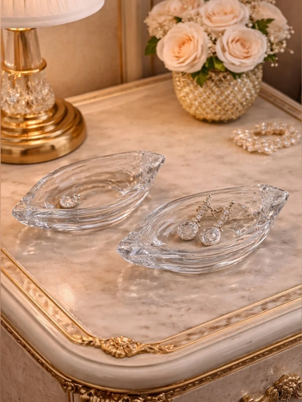 Rosenthal Horizon Lead Crystal Candle Holders Set of 2 Votive Catchall Trinket